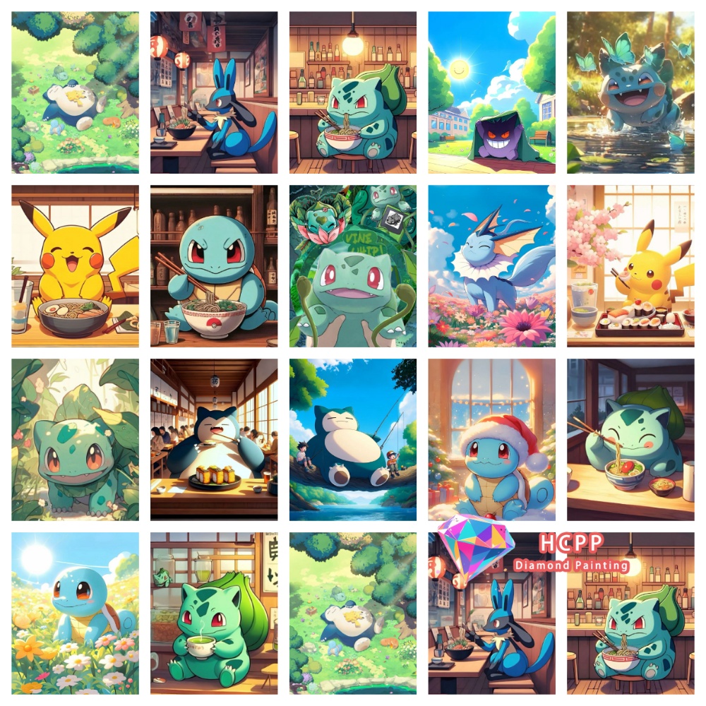 Resin Art For Beginners - Pikachu Bulbasaur Squirtle Anime Elmas Boyama
