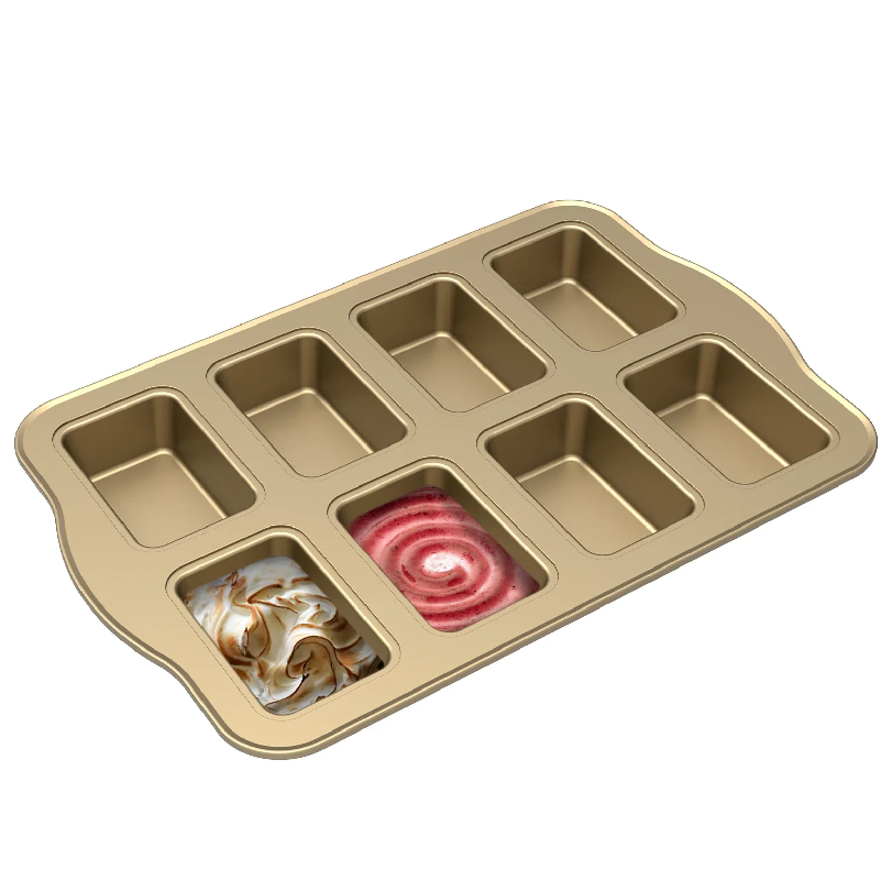 Tray Mold Rectangle - Yapışmaz Kek Kalıpları 8 Bölmeli Mini