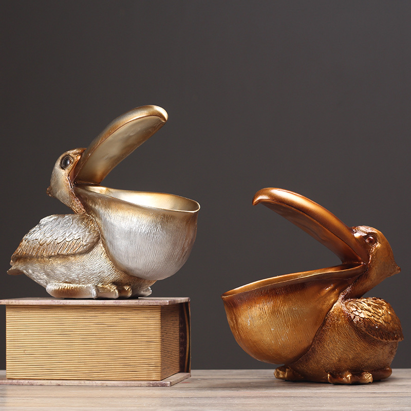 Resin Art Table - Pelican kuş figürlü süs Retro reçine