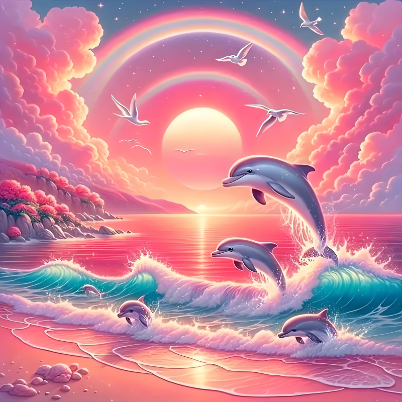 Resin Art For Beginners - Elmas Boyama Seti, Pembe Gökyüzü ve