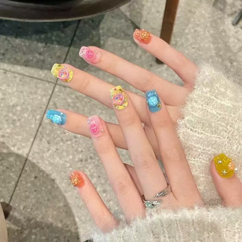Resin Art Accessories - 100 Mini Renkli Kaplumbağa Reçine Süsleri