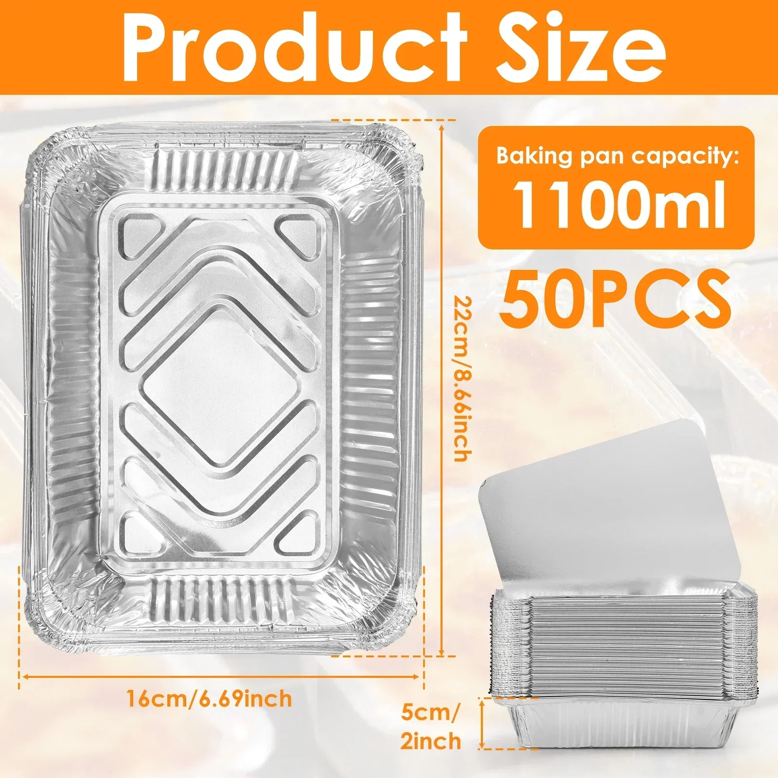 Tray Mold Rectangle - 50/100 adet alüminyum folyo tepsiler kapaklı