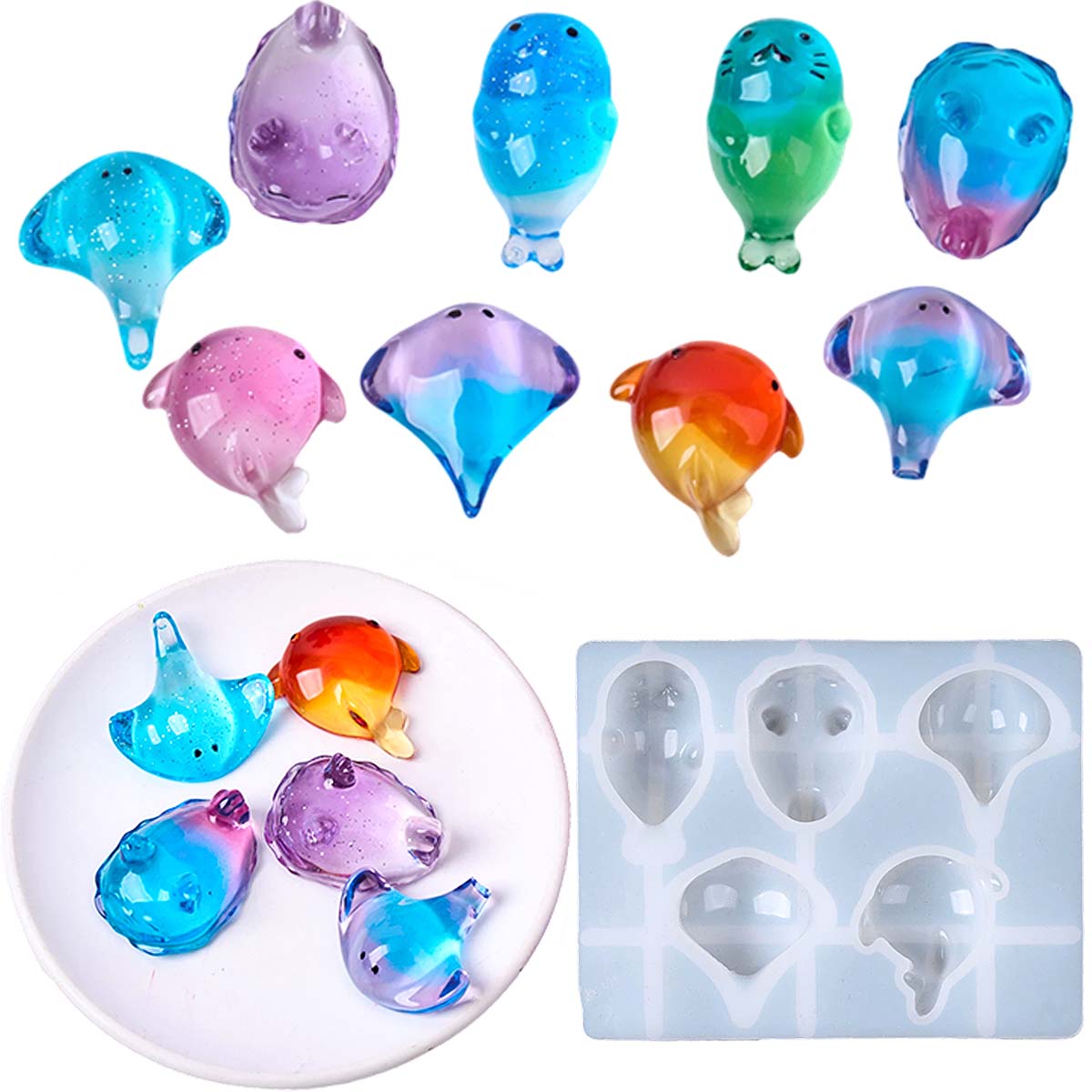 Silicone Mold Ocean - 3D Şifalı Kawaii Manta Ray Balinası