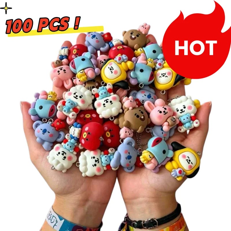 Resin Art Accessories - 7 adet BT21 Reçine Karikatür Figür