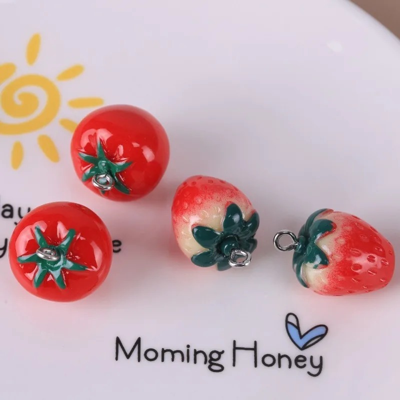 Resin Art Accessories - 10 adet gerçekçi 3D çilek domates