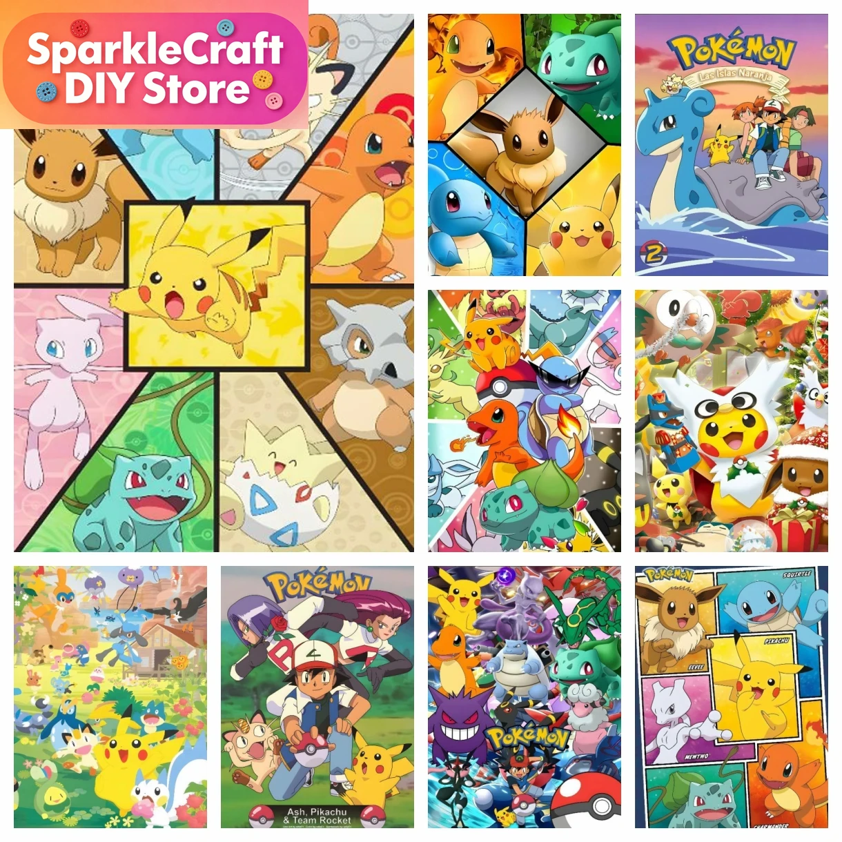 Resin Art For Beginners - 1 adet çerçevesiz Karikatür Pokemon Anime