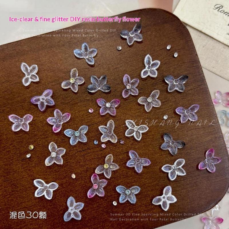 Resin Art Using Flowers - 30 Adet/Paket 3D Simli Reçine Kelebek