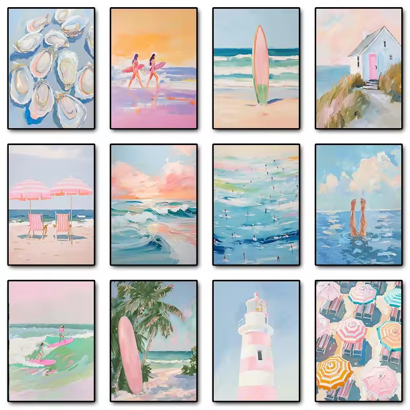 Resin Art Ocean - Pembe Suluboya Okyanus Dalgaları Deniz Manzarası